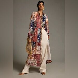 Kachel Anthropologie Printed Button Down Kimono Floral Patchwork Duster One Size